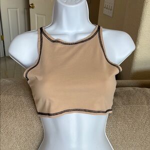 Princess Polly Tan Fitted Sleeveless Crop Tank Top